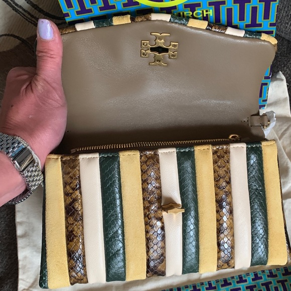 Authentic TORY BURCH Napa leather/Snakeskin/Suede turnlock flap Crosby - Picture 14 of 16